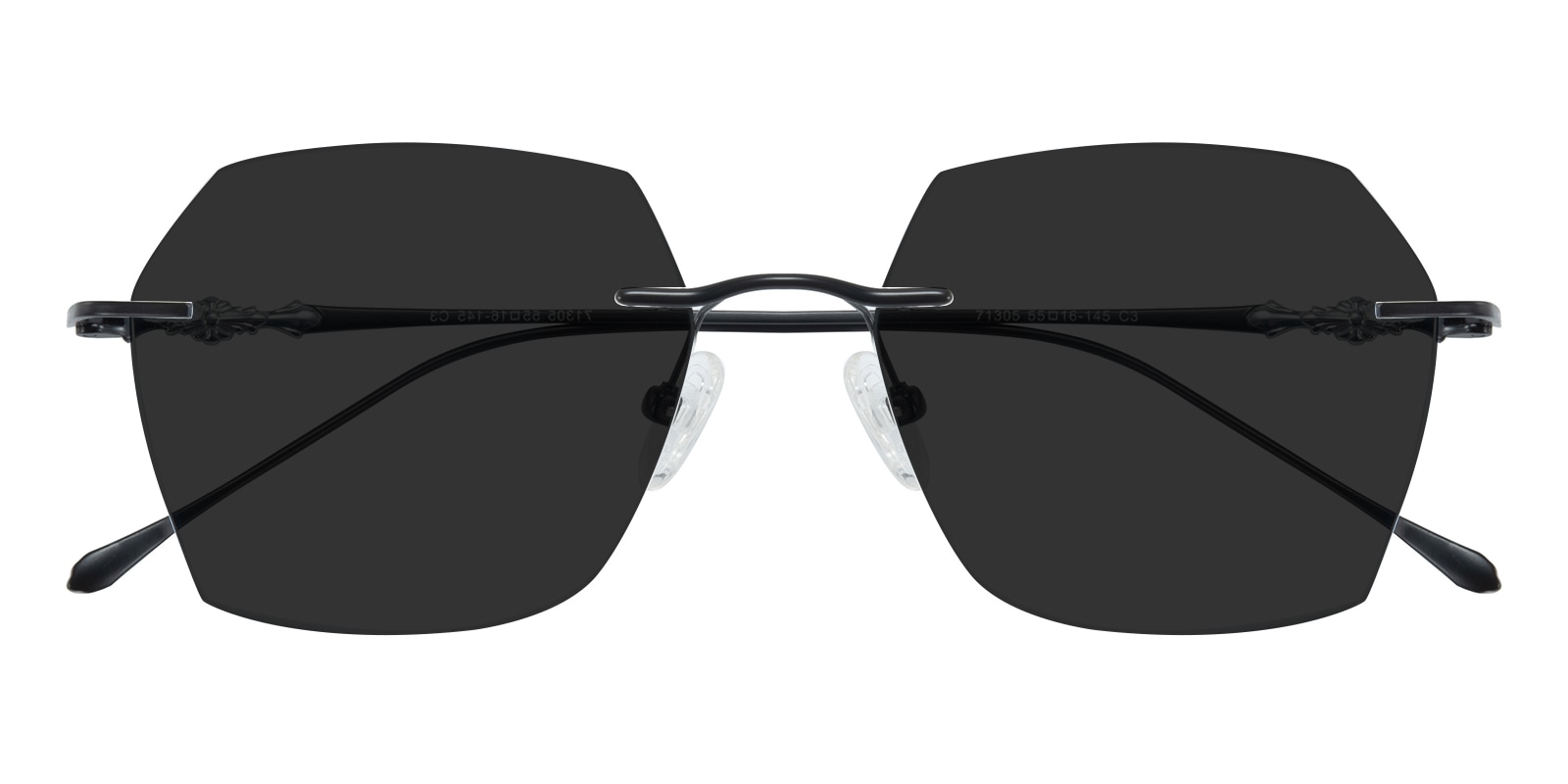 Polygon Sunglasses, Rimless Frame Black Titanium - SUP1662