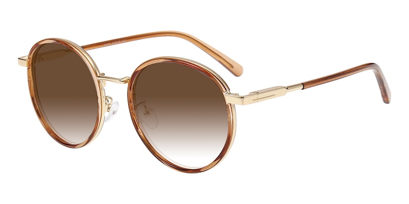 Proud Brown/Champagne Round Metal Sunglasses