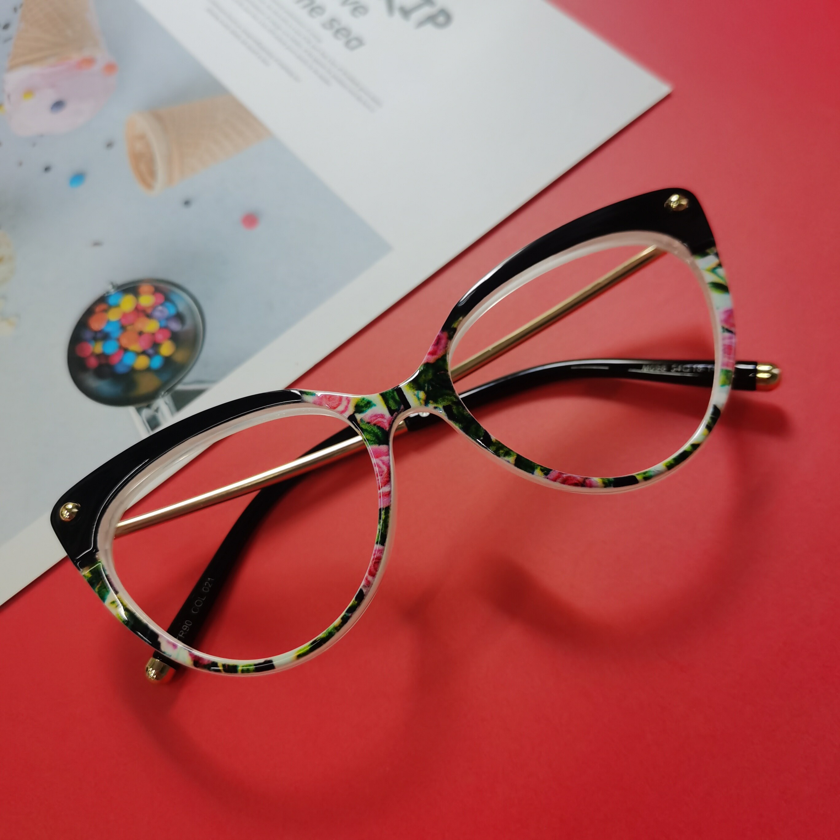 Mavis Cat Eye Blackgolden Full Frame Tr90 Eyeglasses Glassesshop 